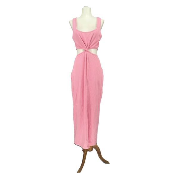 l*space Dresses & Skirts - L*SPACE Dress Womens XL Pink Cutout Ribbed Tank Bodycon Maxi  Beach Sundress